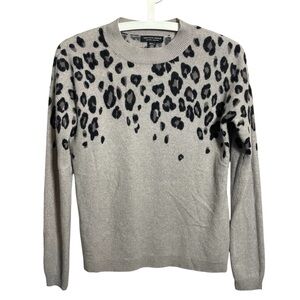 Saks Fifth Avenue Cashmere Sweater Cascading leopard print